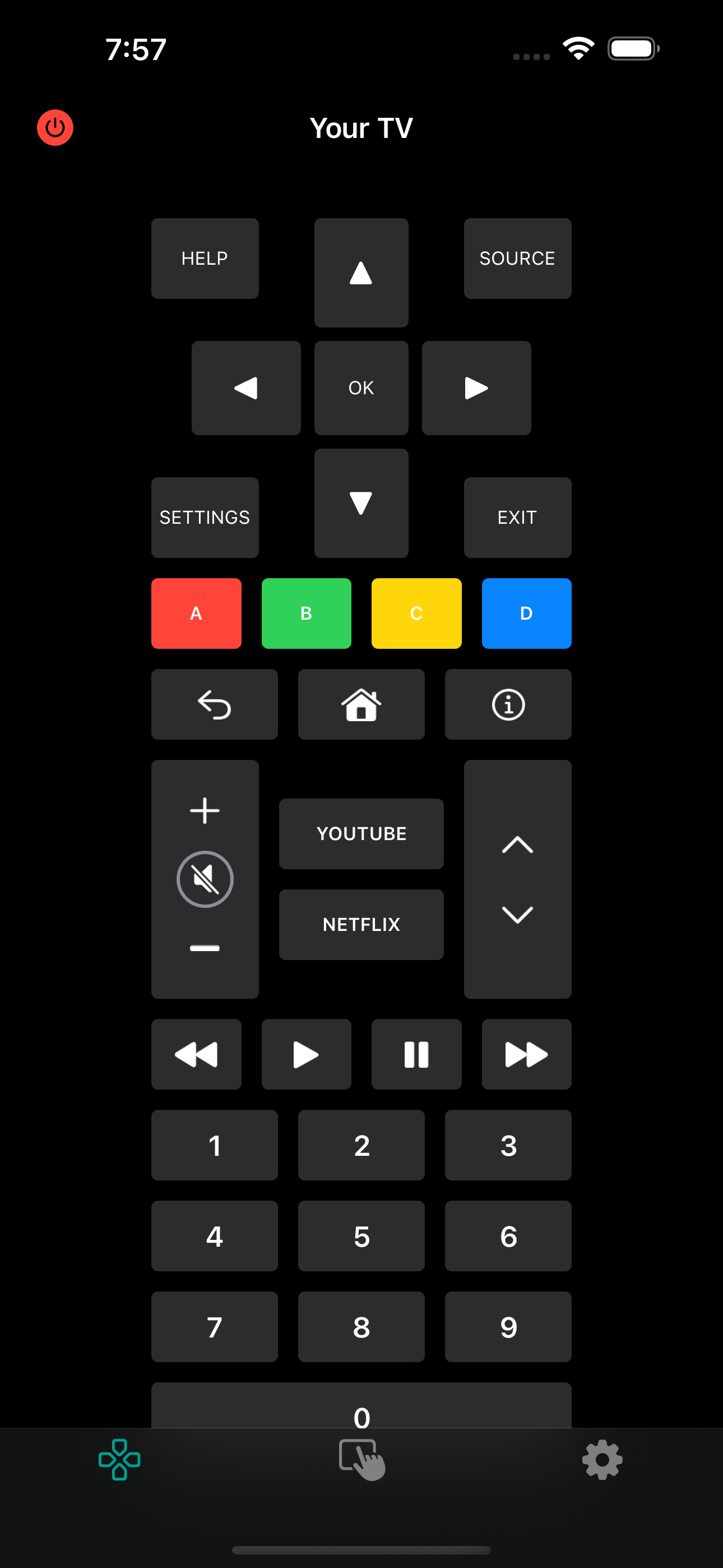 Tapr TV remote on iPhone